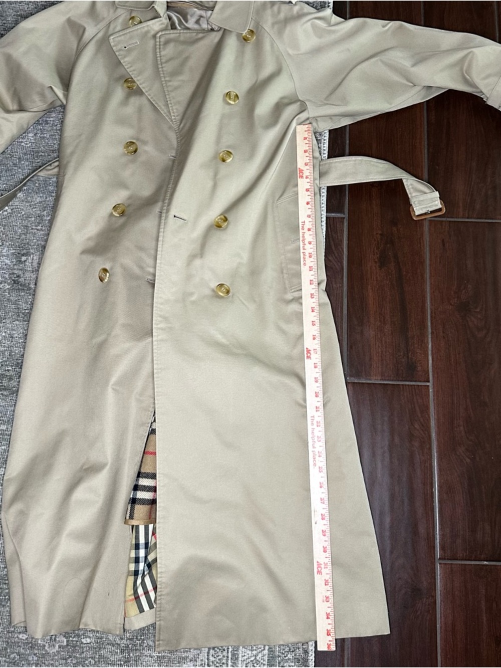 Vintage Burberrys Trench Coat Size 4 XLong Wool Liner Beige Classic Nova Check - Picture 11 of 16